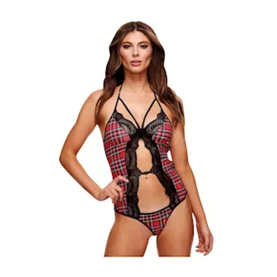 schoolgirl plaid peekaboo teddy