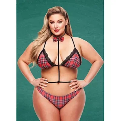 teacher039s pet baddie schoolgirl top wbow tie amp panty redblack qn