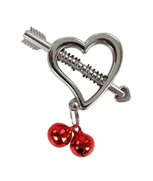 Heart Spring Secured Nipple Clamps With Bells — image 2 of 2