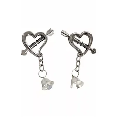 heart spring secured nipple clamps with bell