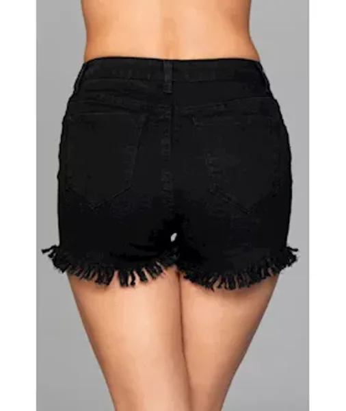 High Waisted Fringed Button Shorts — image 2 of 4