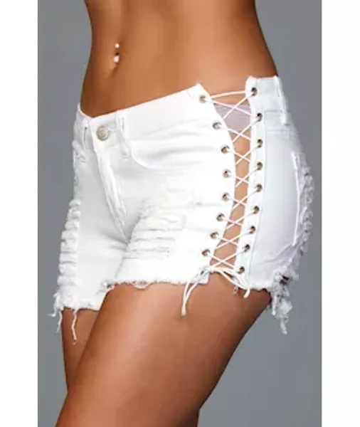 Looped In Distressed Denim Shorts — image 5 of 6
