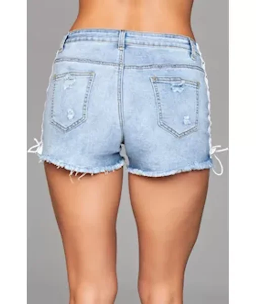 Looped In Distressed Denim Shorts — image 3 of 6