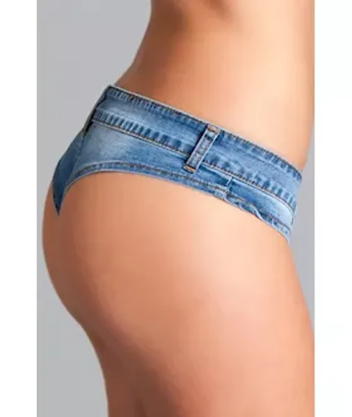 Low Waist Mini Denim Stretch Shorts — image 2 of 3