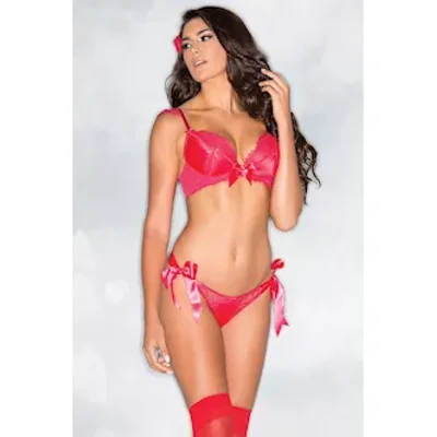 satin plunge bra with thong