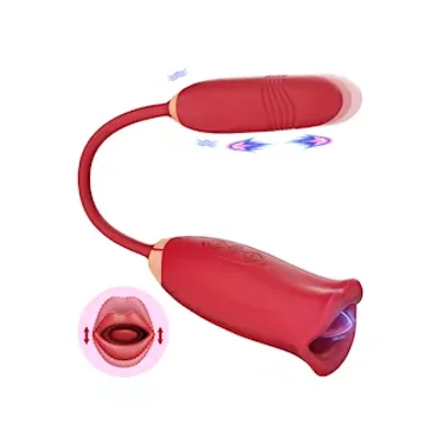 luscious lips licking vibrator with thrusting egg