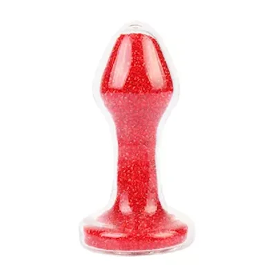 glitter gem round glass butt plug