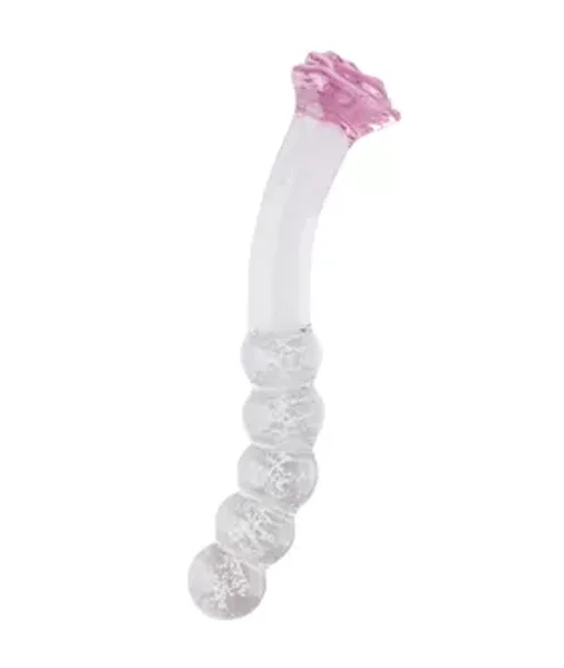 Glow In The Dark Angled Beaded Rose Glass Massager — image 2 of 2