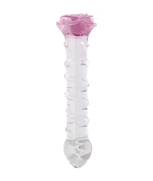 Glow In The Dark Dote On Me Rose Glass Massager — image 2 of 2
