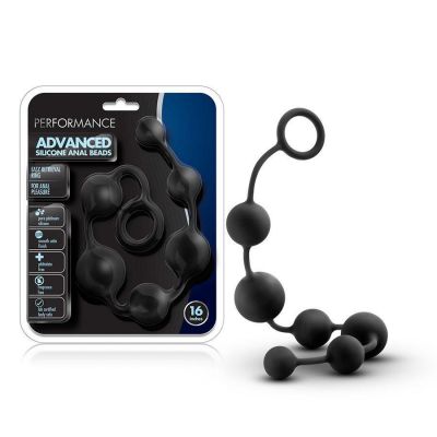 Advanced Black Silicone Anal Beads by Blush Novelties 16 Inch Performance Anal Chain