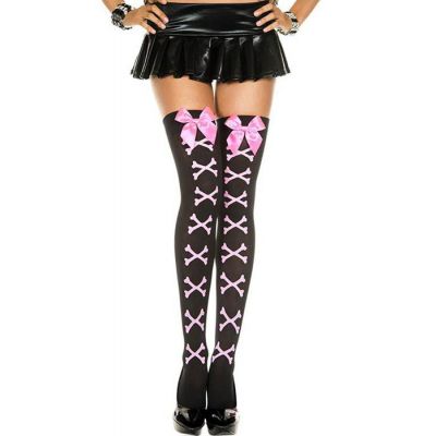 Black Pink Cross Bone Stocking