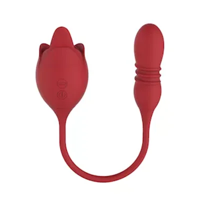 licking flower vibe with thrusting love egg