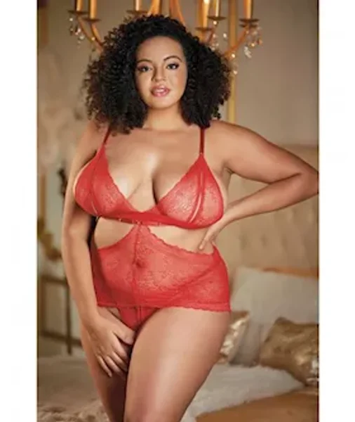 Allure Lace Peek A Boo Chemise & Ouverte G-string — image 2 of 5