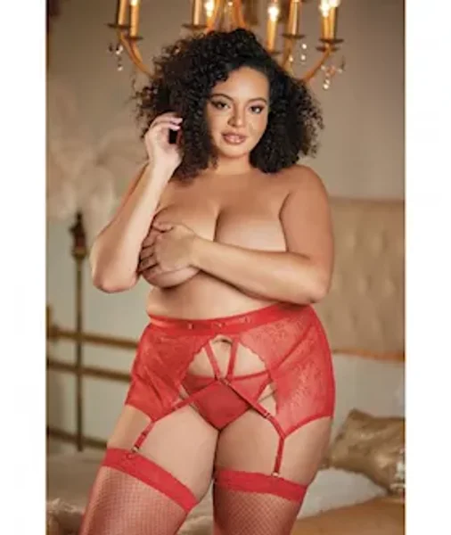 Allure High Waisted Lace Garter & G-string — image 3 of 4