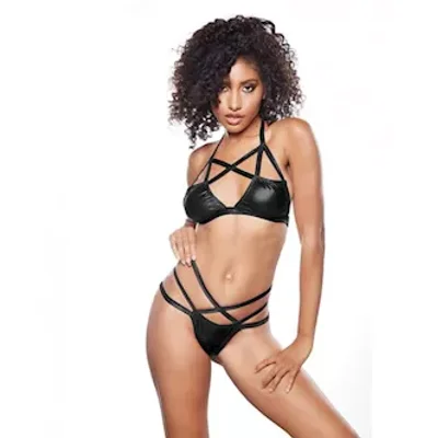 kitten sugar blush criss cross bralette thong