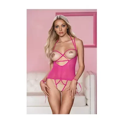 allure angelina sheer mesh under bust teddy
