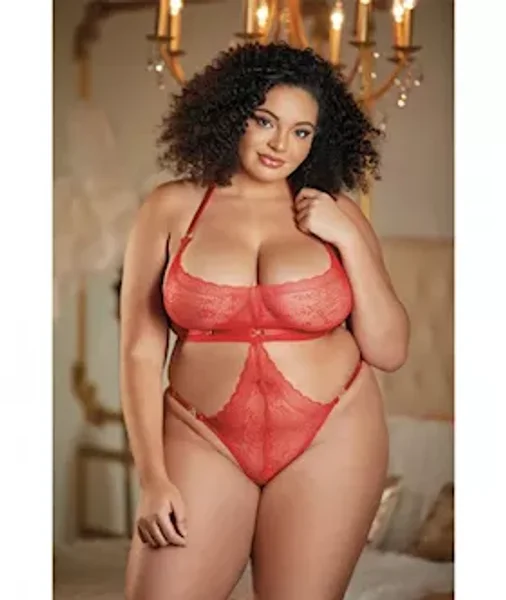 Allure Halter Ouverte Lace Teddy — image 3 of 3