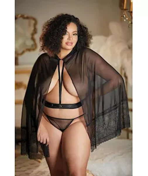 Allure Lace & Mesh Cape W/attached Waist Belt (G-string Not Included) — image 4 of 4