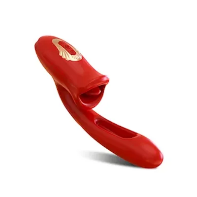 dual stimulation vibrator with licking tongue and internal arm