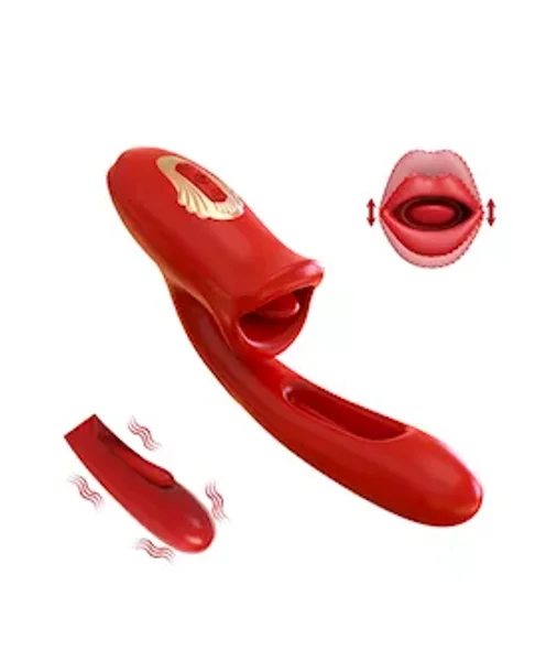 Dual Stimulation Vibrator With Licking Tongue And Internal Arm — image 2 of 7