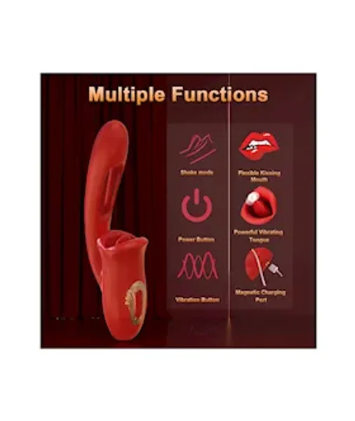 Dual Stimulation Vibrator With Licking Tongue And Internal Arm — image 4 of 7