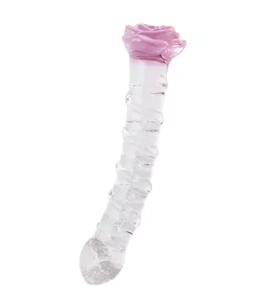 Glow In The Dark Winding Down Rose Glass Massager — image 2 of 2