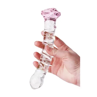 glow in the dark winding down rose glass massager