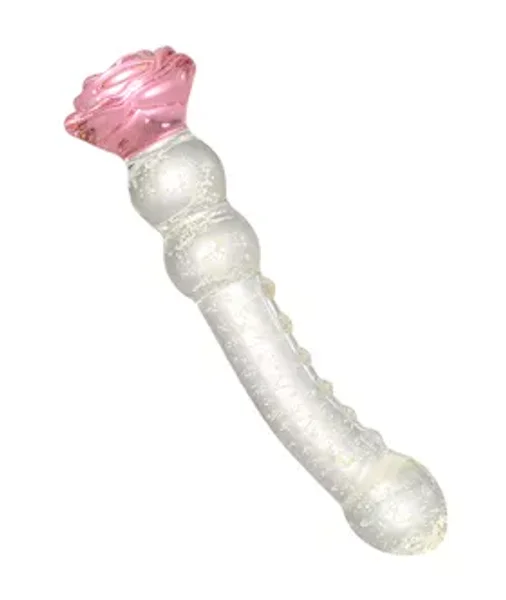Glow In The Dark Spined Rose Glass Dildo — image 2 of 7