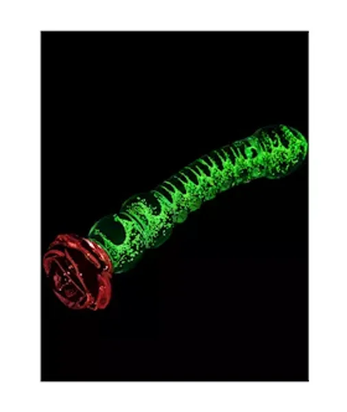 Glow In The Dark Spined Rose Glass Dildo — image 4 of 7