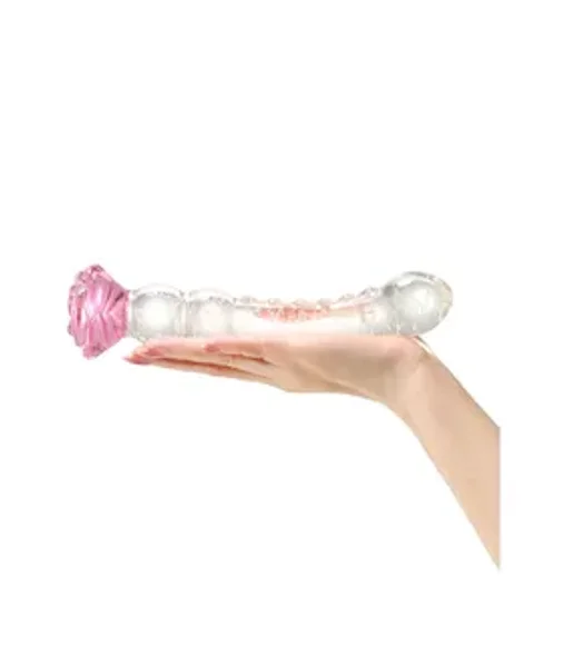 Glow In The Dark Spined Rose Glass Dildo — image 7 of 7
