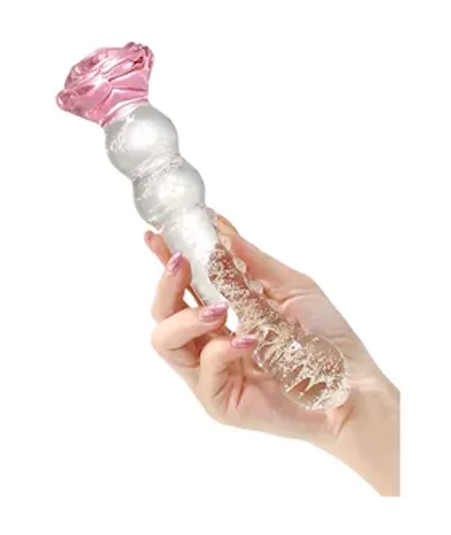Glow In The Dark Spined Rose Glass Dildo — image 6 of 7