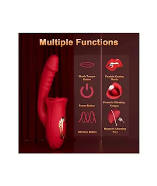 Dual Stimulation Vibrator With Licking Tongue And Realistic Dildo — image 3 of 7