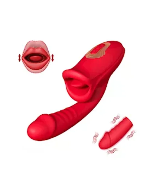 Dual Stimulation Vibrator With Licking Tongue And Realistic Dildo — image 2 of 7