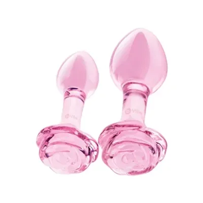 b vibe pink roses glass butt plug training set