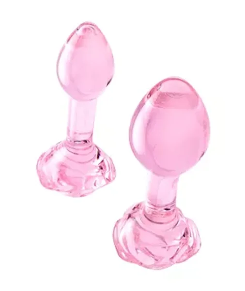 B Vibe Pink Roses Glass Butt Plug Training Set — image 3 of 5