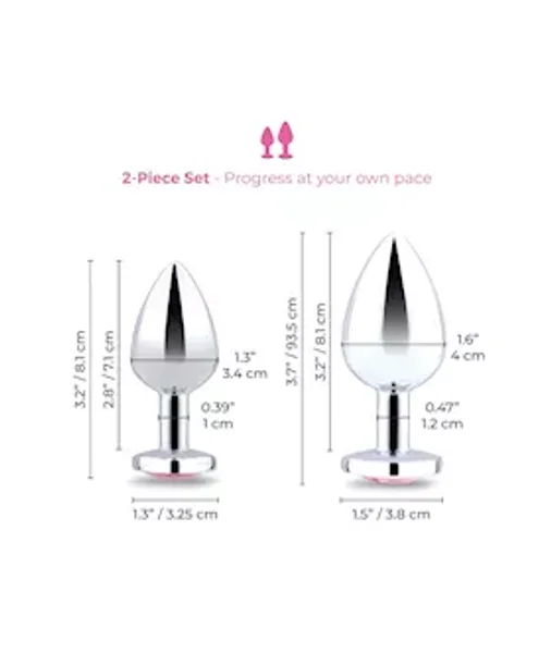 B Vibe Jewel Heart Metal Butt Plug Training Set — image 4 of 5