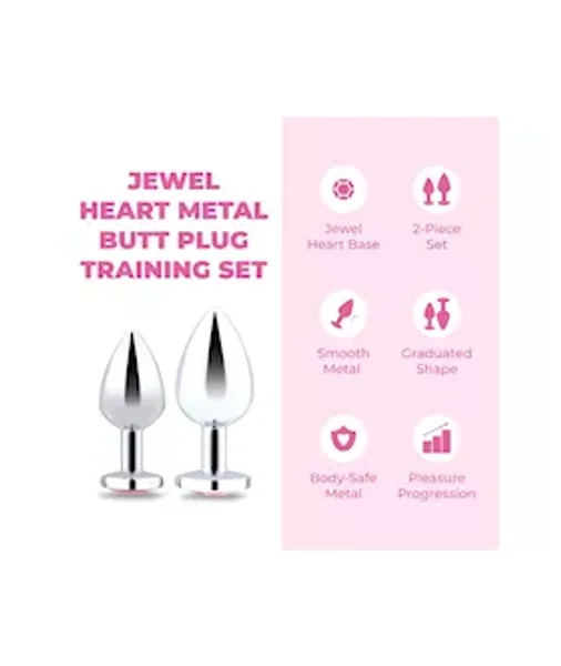 B Vibe Jewel Heart Metal Butt Plug Training Set — image 2 of 5