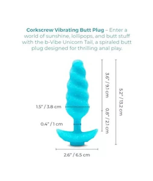 B Vibe Unicorn Tail Vibrating Butt Plug — image 4 of 4