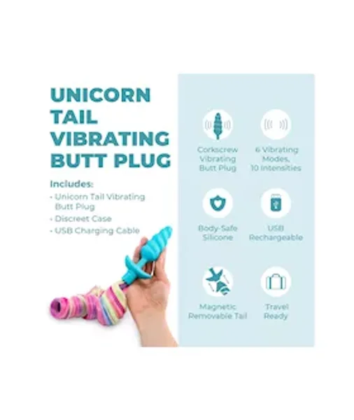 B Vibe Unicorn Tail Vibrating Butt Plug — image 2 of 4