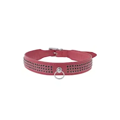 bound x pink collar with black rhinestones