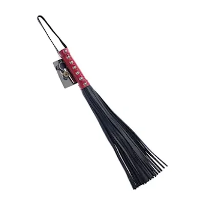 bound x leather flogger with snake print handle