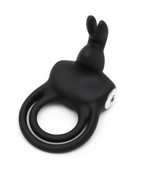 Happy Rabbit Couples Stimulating USB Rechargeable Rabbit Love Ring Black