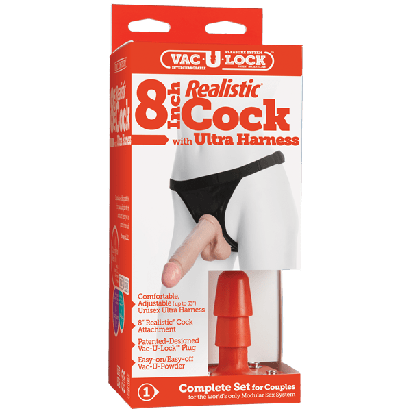 Doc Johnson Vac-U-Lock Harness and 8 Inch Realistic Dildo