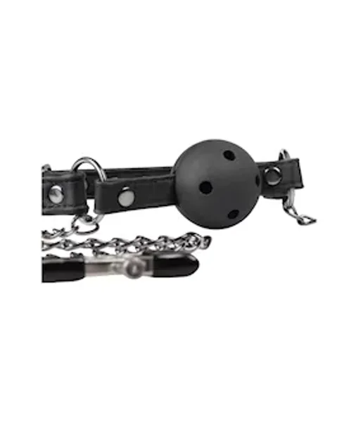 Easytoys Open Ball Gag With Nipple Clamps — image 4 of 8