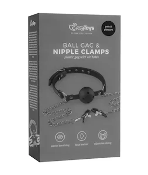 Easytoys Open Ball Gag With Nipple Clamps — image 2 of 8