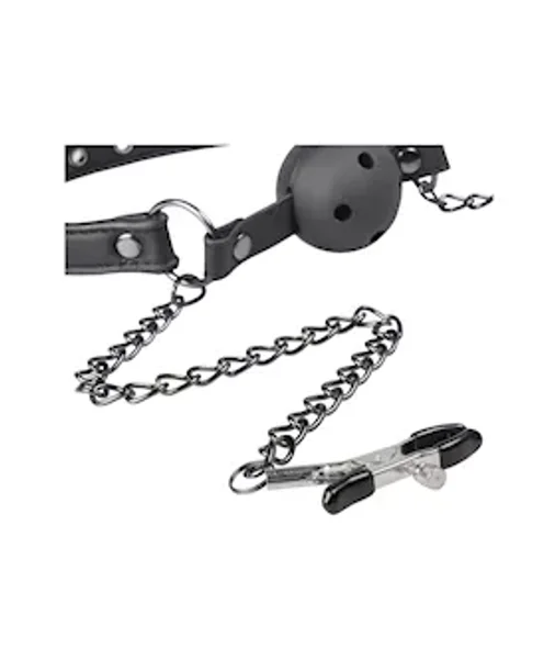 Easytoys Open Ball Gag With Nipple Clamps — image 3 of 8