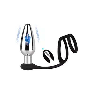 kinki vibrating butt plug with cock and ball rings