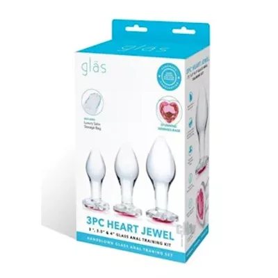 heart jewel glass anal training 3pc clr