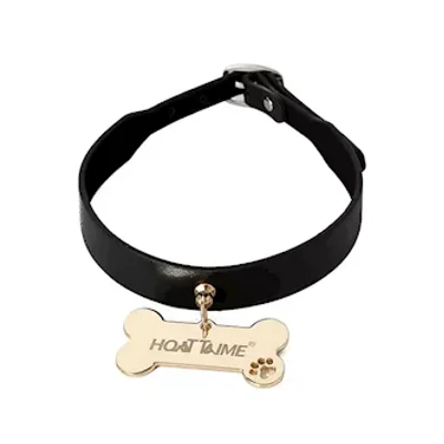 kinki puppy play collar with bone tag