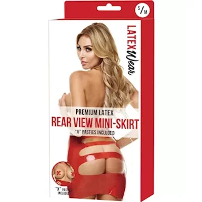 premium latex open back rear view mini skirt ml